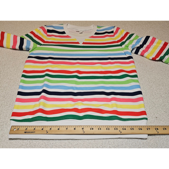 NWT Charter Club Women's Crewneck Fleece Sweatshirt Top Multicolor Stripe Small - Picture 7 of 10